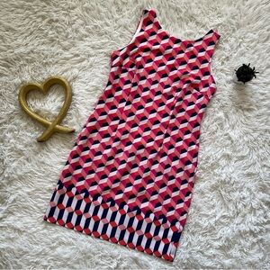 Amanda Lane Pink and Blue Geometric Dress